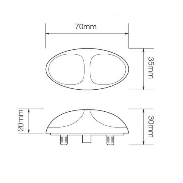 LED Autolamps 37 Series LED Rear Marker Light w/ Chrome Bezel | 2-Pin Push & Seal [37CRM2P]