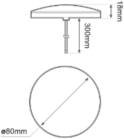 LED Autolamps 82 Series 12V Round LED Stop/Tail Light | Red Lens | 80mm | Fly Lead - [82RB] - Line Drawing