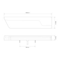 LED Autolamps 355 Series 12/24V LED Rear Combination Light (Dyn. Indicator) | 356mm | Black | Left | S/T/I w/ Reverse - [355BARWML] - Line Drawing