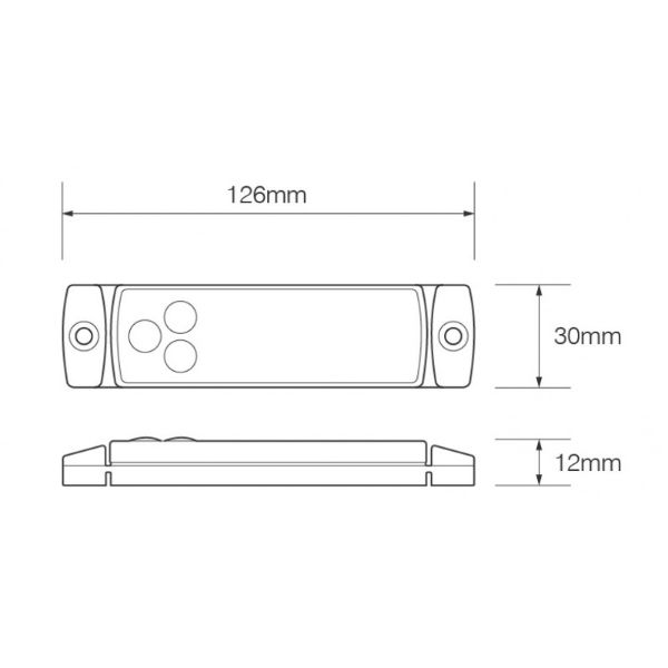 LED Autolamps 129 Series 12/24V LED Rear Marker Light w/ Reflex | Red | 0.5m Fly Lead - [129RM] - Line Drawing