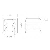 LED Autolamps 100 Series 12/24V Square LED Stop/Tail Light | 100mm | Fly Lead | Chrome - [100CRME] - Line Drawing