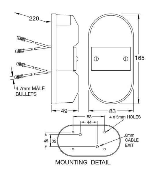 Britax 9020 Series BULB REAR COMBINATION Light with NUMBER PLATE (Bullet Terminals) 12V - 9020.00.LB