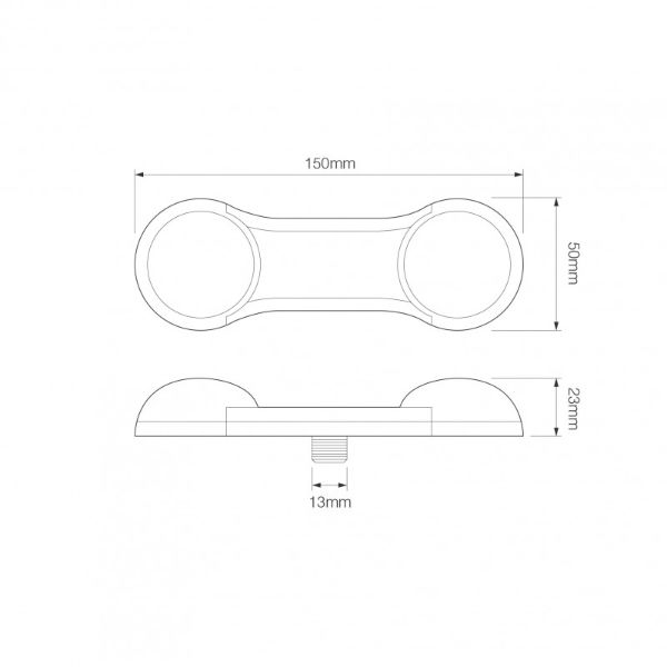 LED Autolamps DogBone Series 12V LED Rear Combination Light w/ Reflex | 150mm | S/T/I w/ Reverse - [DB] - Line Drawing