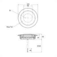 Signal-Stat SS/40 Bullseye Series 12/24V Round LED Reverse Light | 155mm | Fly Lead - [SS/40350] - Line Drawing