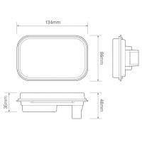 LED Autolamps 130 Series 12/24V Rectangular LED Reverse Light | 134mm | 3-Pin Plug - [130WME]