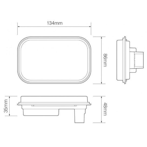 LED Autolamps 130 Series 12/24V Rectangular LED Reverse Light | 134mm | 3-Pin Plug - [130WME]
