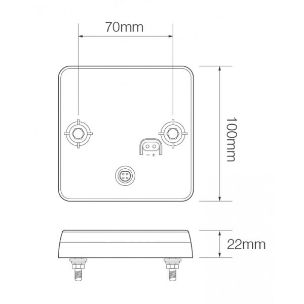 LED Autolamps 100 Series 12V Compact LED Rear Combination Light w/ Reflex | 100mm - [100BARE] - Line Drawing