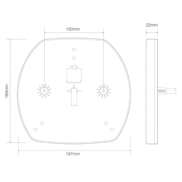 LED Autolamps EU195 Series 12/24V LED Rear Combination Light w/ Triangle Reflex | 197mm | Left | S/T/I - [EU195L] - Line Drawing